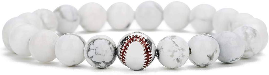 COLORFUL BLING Baseball Power Bracelet Silver Plated Fashion Baseball Sports Charm Beads Fit Pandora Black and Grey All in Faith Jewelry for Men Women