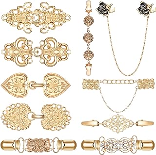 10 Pieces Retro Cardigan Clip Vintage Sweater Swirl Clip Antique Flowers Pattern Shawl Clips Sweater Collar Clip Dresses Shawl Clip Shirt Brooch Clip for Women