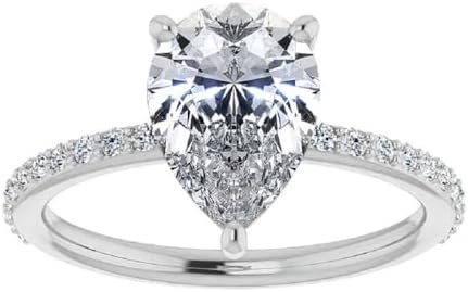 HNB Gems 3 CT Pear Infinity Accent Engagement Ring Wedding Eternity Band Vintage Solitaire Silver Jewelry Halo Setting Anniversary Praise Ring