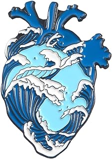 Butterfly Clasp Seashell Brooch – ROSTIVO Alloy Blue Ocean Waves Heart Pin Enamel Brooch for Men, Women, Boys & Girls - Versatile Design for Bags, Hats & Backpacks