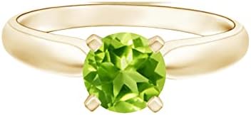 CARILLON Round 0.55 Ctw Peridot Gemstone 925 Sterling Silver Stackable Band Women Wedding Ring