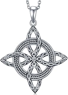 Witches Knot Necklace for Women 925 Sterling Silver Witch Pendant Necklace Good Luck Irish Pagan Wiccan Jewelry Gift for Women