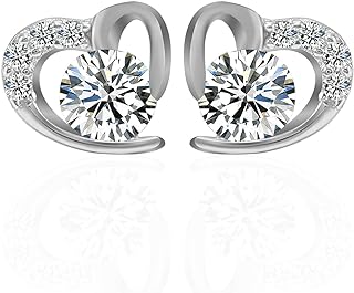 ZYI Moissanite Earrings,Halo Heart Stud Earrings,D Color VVS1 Lab Created Diamond,925 Sterling Silver with 18K White Gold Hypoallergenic Earrings,Gifts for Women,for Any Occasion.