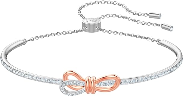 Swarovski Lifelong Bow Bracelet with Crystal Embellishment & Lobster Claw Clasp, Tri-Color Gold Metal
