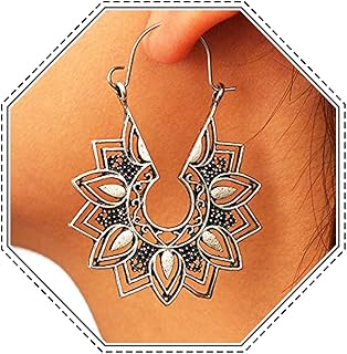 Jovono Boucles d'oreilles pendantes vintage en argent avec fleurs délicates pour femmes et filles, taille unique, fabriquées en alliage de haute qualité, parfaites pour toutes les occasions