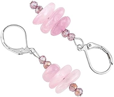 Tumbled Stone Chips Drop Earrings for Women, Healing Crystal Dangle Earrings with Leverback Hook