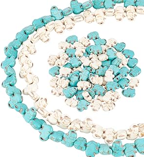 arricraft 38 Pcs 2 Strands Turquoise Beads, 2 Colors Synthetic Turquoise Elephant Charm Beads Stone Animal Spacers Bead for Bracelets Earrings DIY Jewelry Making