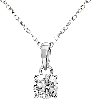 TANACHE 1/20 Carat - 3/4 Carat | 14K White, Yellow Or Rose Gold | Natural Solitaire Diamond Pendant Necklace