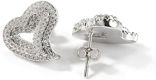 Screw-Back Hypoallergenic Brass Heart Stud Earrings with Cubic Zirconia for Women - Dainty & Trendy Design