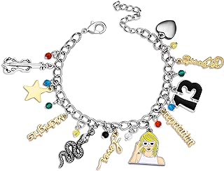 MEDFOLY Swift Charm Bracelet, Reputation Speak Now Album Inspired Pendants Bangle for Eras Music Concert, Swiftie Bracelet for Women Girls Fans Gift