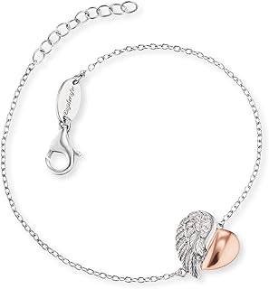 Engelsrufer Damen Armband aus Sterling Silber mit Herz Flügel Anhänger und drei Zirkonia Steinen, in 7.87 Zoll Länge, verstellbar, nickelfrei - Ideal für empfindliche Haut und besondere Anlässe