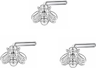 Yrogcu 16G-20G Stainless Steel Cubic Zirconia Nose Ring with Sterling Silver L-Shape Clicker for Septum, Lip, Eyebow, Rook, Cartilage Earrings, Tragus, Conch, Helix, Lobe Ear Piercing