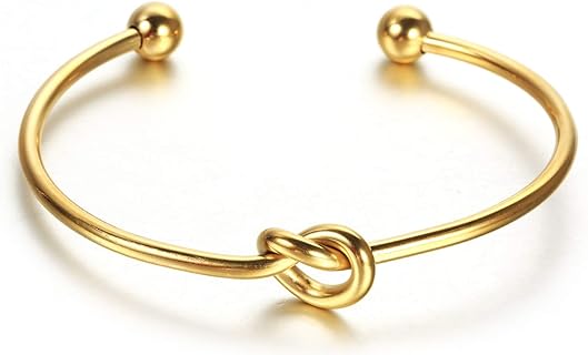 No-Clasp Stainless Steel Love Knot Bangle Bracelet with Box Chain for Bridesmaids - Heartfelt Token of Appreciation Design