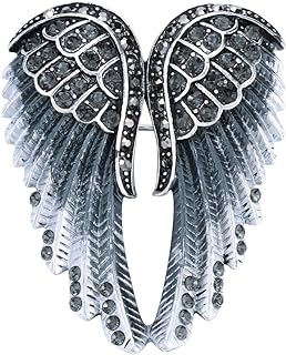 Szxc Women's Guardian Angel Wings Pin Brooches & Pendants 2-in-1 - Women Girls Biker Jewelry - 2 inch