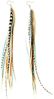 Bohemian handmade long lightweight feather dangle earrings for women