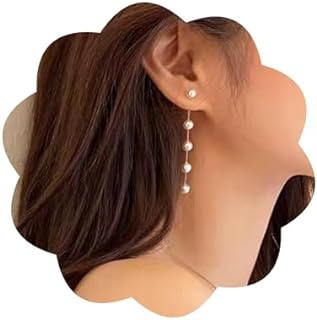 Vintage Gold Tassel Pearl Drop Earrings with French Wire Back Finding for Women - Elegant Long Dangle Design