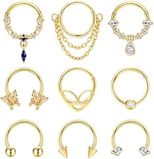 Charming FIBO STEEL 16G Horseshoe Engagement Ring with Cubic Zirconia for Women - Versatile Stainless Steel Body Piercing Jewelry with Silver and Gold Options