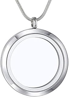 JOJO & LIN Magnetic Crystal Floating Locket, 30mm Medium Size, with 40cm Alloy Snake Chain, Lobster-Claw Clasp, Ideal Birthday Gift for Women