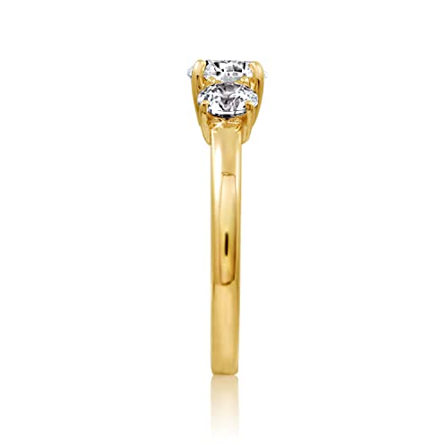 Platinum or Gold Plated Sterling Silver Round 3-Stone Ring made with Infinite Elements Cubic Zirconia