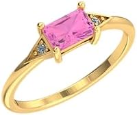 10k Solid Gold Baguette-Cut Blue Sapphire Birthstone Ring for Women - Hypoallergenic and Lightweight Statement Jewelry