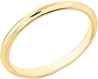 Traditional Comfort Fit Wedding Band in 10K Yellow Gold, 2mm Wide Dainty Design, Ideal for Both Men & Women - Size 4.75, Made in the USA