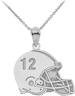 Claddagh Gold .925 Sterling Silver Football Helmet Pendant Necklace - Choice of Number (Front), Name (Back) and Chain Length