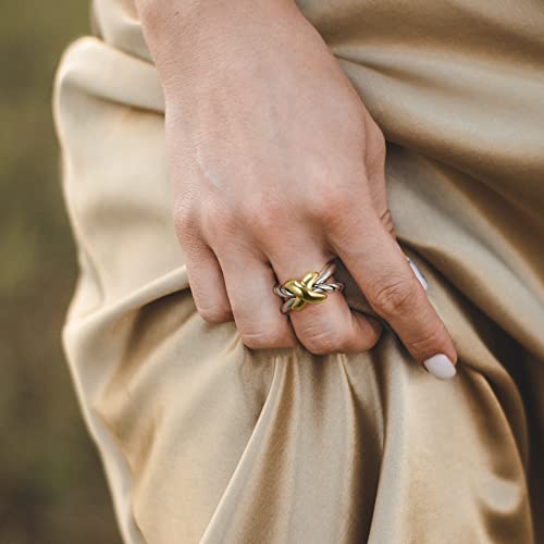 Gold and Silver Cross Rings for Women, Fashion Statement Ring X Knot Band Chunky Twisted Cable Wire Ring Jewelry Gifts for Her