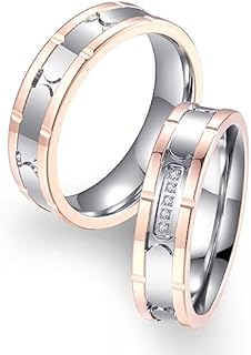His Queen Her King Matching Promise Rings for Couple Sets Wedding Band Laser Crown and CZ Stainless Steel Queen & King His and Hers Wedding Rings for Couples