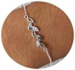 MIDEEO Gold Plated Bracelets for Women Dainty Layered Herringbone Twisted Rope Chain Bracelets Set Layering Dot CZ Leave Beaded Bracelets Dainty Cubic Zirconia Tennis Chain Bracelet Jewelry Gifts