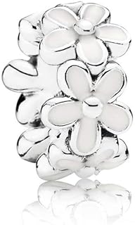 MiniJewelry Women's Sterling Silver Spacer Clips Charm Bracelet with Daisy Flower and Butterfly Design, Round Clasp