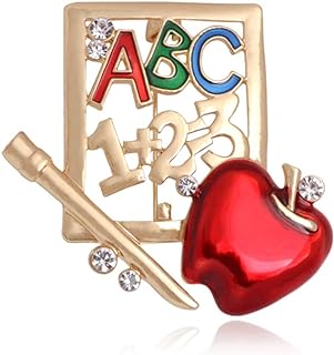 Enamel Red Apple with Rhinestone Teacher Gift for Christmas Enamel Fruit Style Brooch (1)