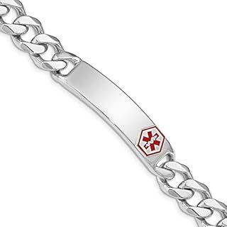 925 Sterling Silver Polished Engravable Medical ID Curb Link Bracelet 8 Inch Lobster Claw Jewelry Gifts for Women