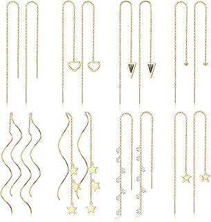 ADRAMATA Boucles d'Oreilles Pendantes en Acier Inoxydable 316L avec Longue Chaîne, Design Tendance et Enfilage Confortable pour Femmes, Idéales comme Cadeau Élégant