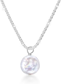 Sterling Silver Clasp Cable Chain Baroque Pearl Pendant Necklace for Women, Perfect for Mother's Day, Graduations - Unique, Minimalist Design