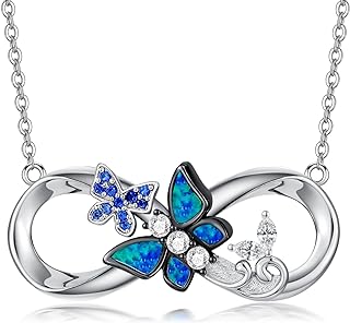 Sterling Silver Infinity Butterfly Pendant Necklace, Cable Chain Design for Women and Girls, Perfect Symbolic Gift for Mom, Daughter, Wife, Girlfriend - No Gemstone included
