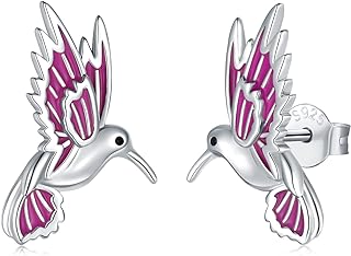 925 Sterling Silver Hummingbird Stud Earrings with Secure Clasp, Cluster Design - Hypoallergenic and Perfect Gifts for Women and Girls