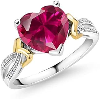 February Amethyst Birthstone Engagement Ring for Women with Heart Design in 925 Sterling Silver and 10K Yellow Gold