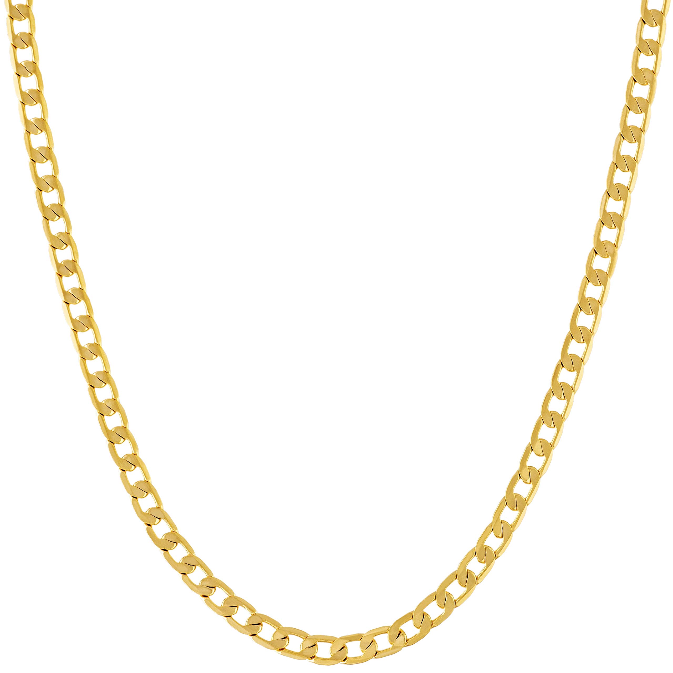 LIFETIME JEWELRY Beveled Cuban Link Curb Chain Necklaces 24k Real Gold Plated (3mm, 6mm & 9.5mm)