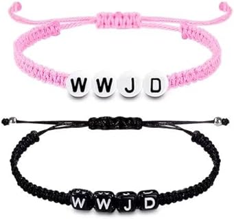 WWJD Rope & Bead Chain Adjustable Bracelets - Zinc Alloy Fashion Accessories for Men and Women