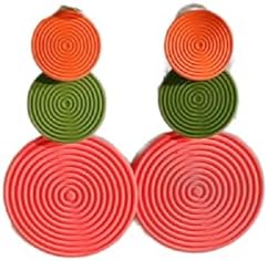 80s Neon Earrings for Women Girls Colorful Round Disc Dangle Drop Earrings Lightweight Bohemia Statement Geometric Round Earrings for 80's Outfit Glow Party Accessories