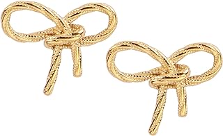 Lettarius Bow Tie Textured Earrings Bowknot Butterfly Knot Studs Stainless Steel Gift Jewelry for Women Girls