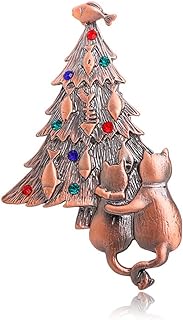 Vintage Cubic Zirconia Christmas Tree Fish Brooch with Pin Clasp