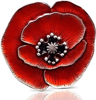 Danforth Remembrance Poppy Brooch Pin (Red) – Handcrafted Pewter Brooch Pins For Women, 1 ¾”, Made In USA