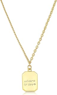 Plated Gold Delicate Square Pendant Necklace Waterproof Fashion Fine Chain Jewelry Gift for Women Girls