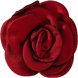 Dainty Satin Fabric Rose Flower Brooches Lapel Pins for Women,Vintage Elegant Silk Camellia Flower Safety Brooch Hair Clip Pins Shawl Clips Clothes Accessories Wedding Party Gift