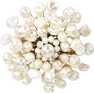 AeraVida Cultured Freshwater White Pearls Retro Floral Pin-Brooch | Scarf Brooches for Women | Jewelry Pin