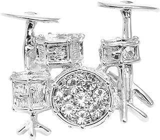 Tiny Jewel Crystal 3D Drum Set Brooch Pin