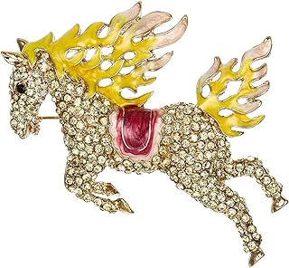 Flyonce Pegasus Brooch for Women Girls, Stunning Rhinestone Crystal Horse Animal Lapel Pin Jewelry Gift