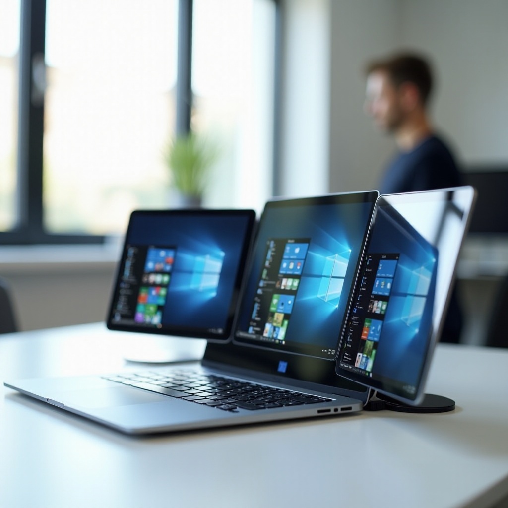 laptop mit 3 bildschirmen