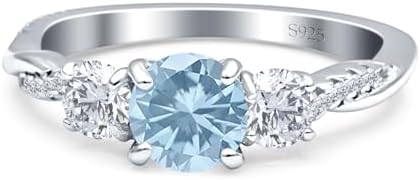 Round Three Stone Twisted Infinity Shank Wedding Engagement Ring Cubic Zirconia 925 Sterling Silver Ring